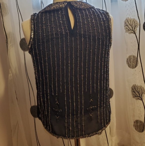 Zara heavily embellished navy blue top-xs - Picture 3 of 5